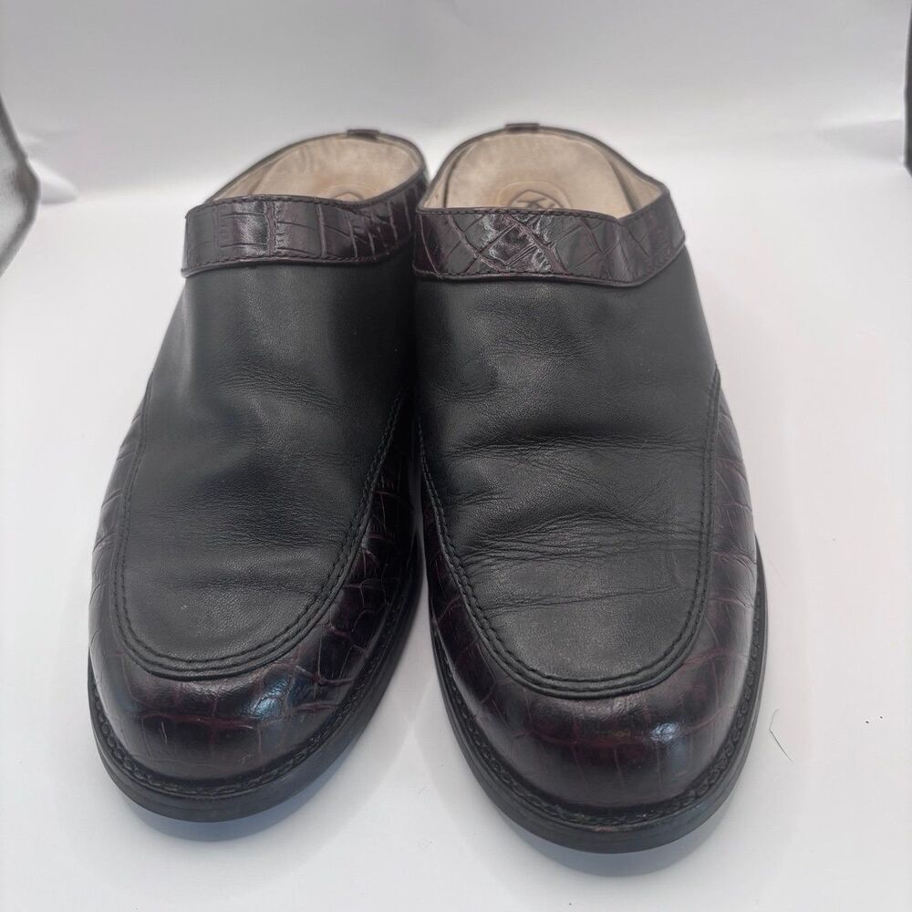 Ariat ATS Apron-Toe Mules Womens Size 7B Black & Brown Leather Slides Clogs